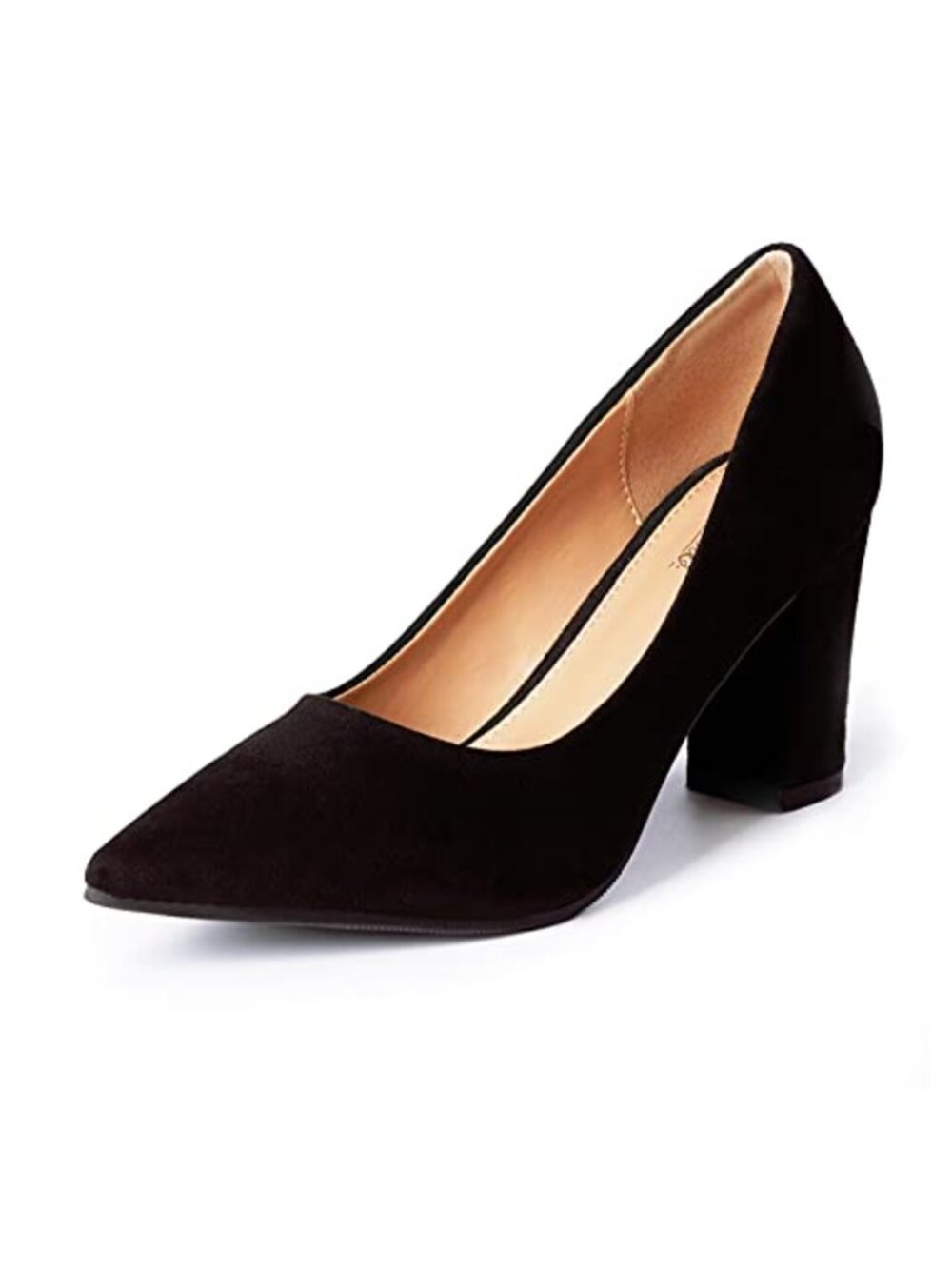 Suede Pointed Toe Chunky Block Heel Slip On Office Wedding Pumps Shoes
